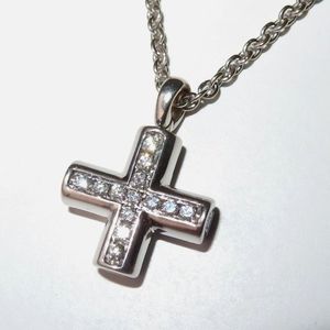 BVLGARI BULGARI 18K Diamond Cross Pendant Necklace